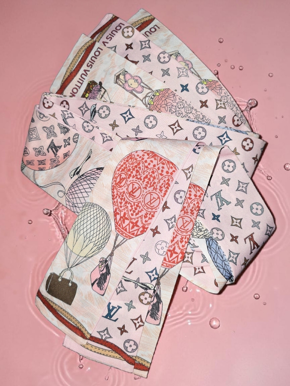 X3 Pink Monogram Hot Air Balloon Twilly